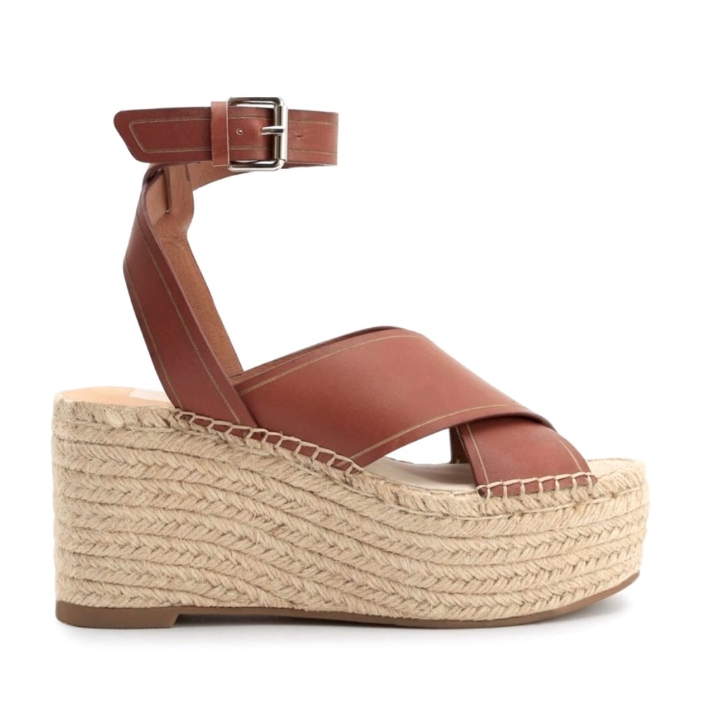 Dolce Vita Carsie Brown Leather Wedge Sandals 7.5
